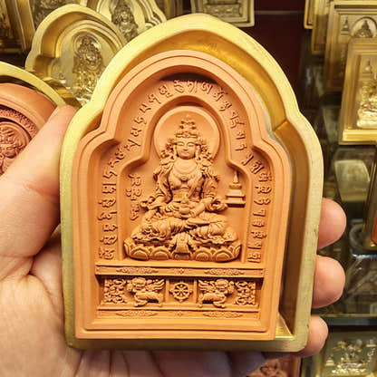 Bordered Ksitigarbha Tsa Tsa Mold - Tibetan tsa tsa mold, front view