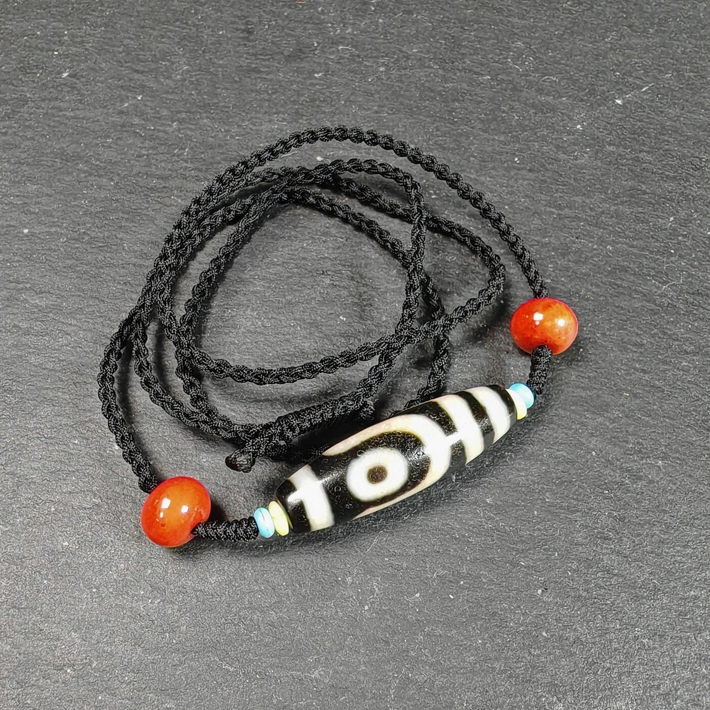 Vintage 2 Eyes Dzi Bead Necklace | Tibetan Jewelry