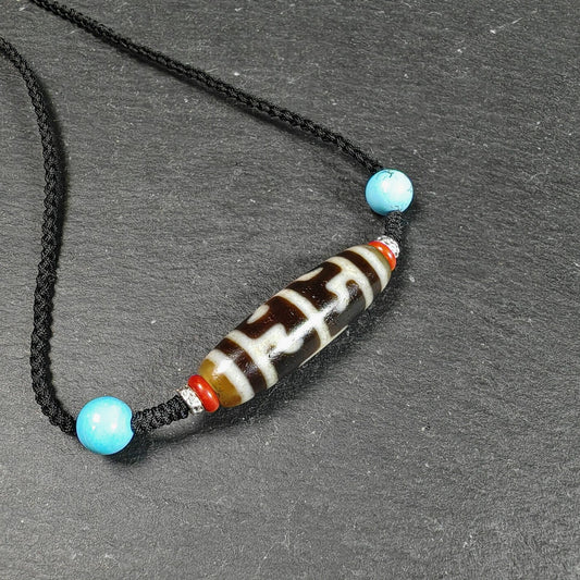 Antique Tibetan Guru Rinpoche Ritual Dzi Necklace | Protective Amulet