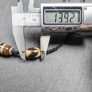 Dzi Necklace - 8 Eyes Mandala Dzi Amulet - 45×12mm