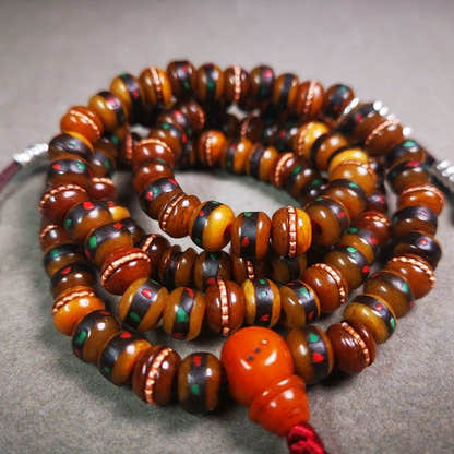 8mm Yak Bone Mala,68cm - Tibetan Buddhist mala beads, view 4