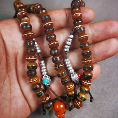 8mm Yak Bone Mala,68cm - Tibetan Buddhist mala beads, size reference