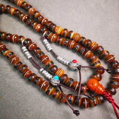 8mm Yak Bone Mala,68cm - Tibetan Buddhist mala beads, view 7