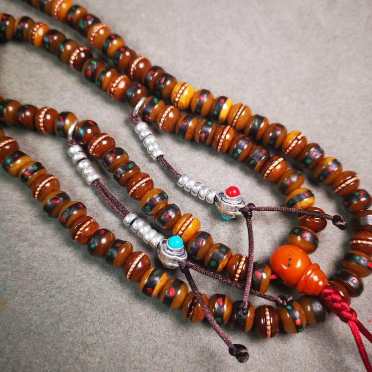 8mm Yak Bone Mala,68cm - Tibetan Buddhist mala beads, view 7