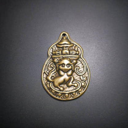 Buddhist Protective Pendant,Snow Lion Amulet Badge - Tibetan Buddhist amulet, view 4