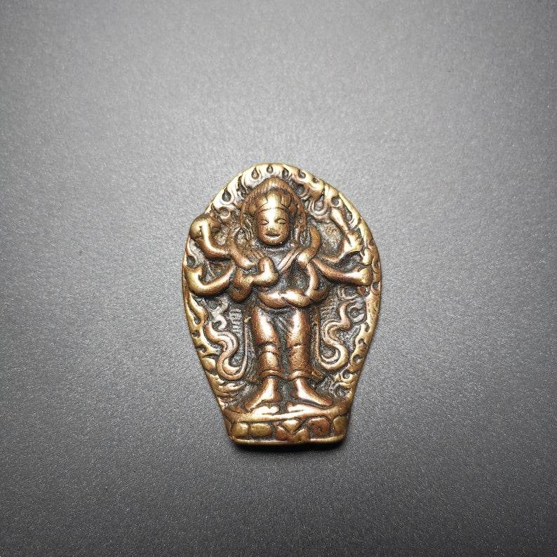 Thokcha Pendant,Six-armed Manjusri,Wisdom Buddha - Buddha statue, front view