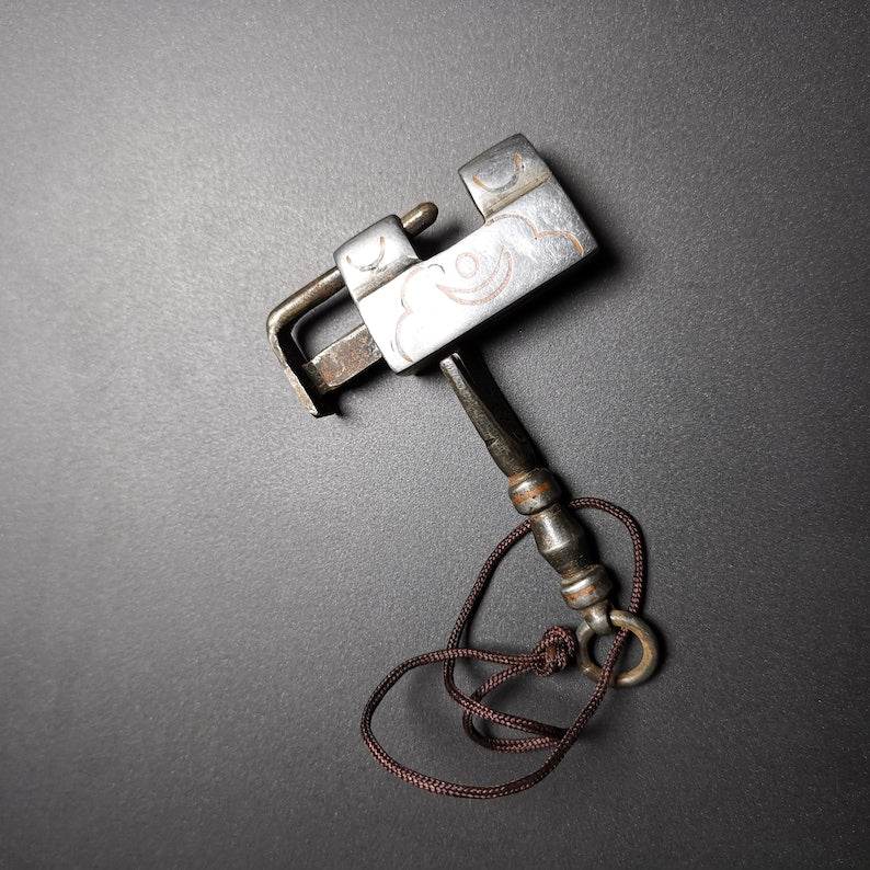 Iron Padlock Amulet, Mini Lock for Home Decor / Suitcase - Tibetan Buddhist amulet, view 5