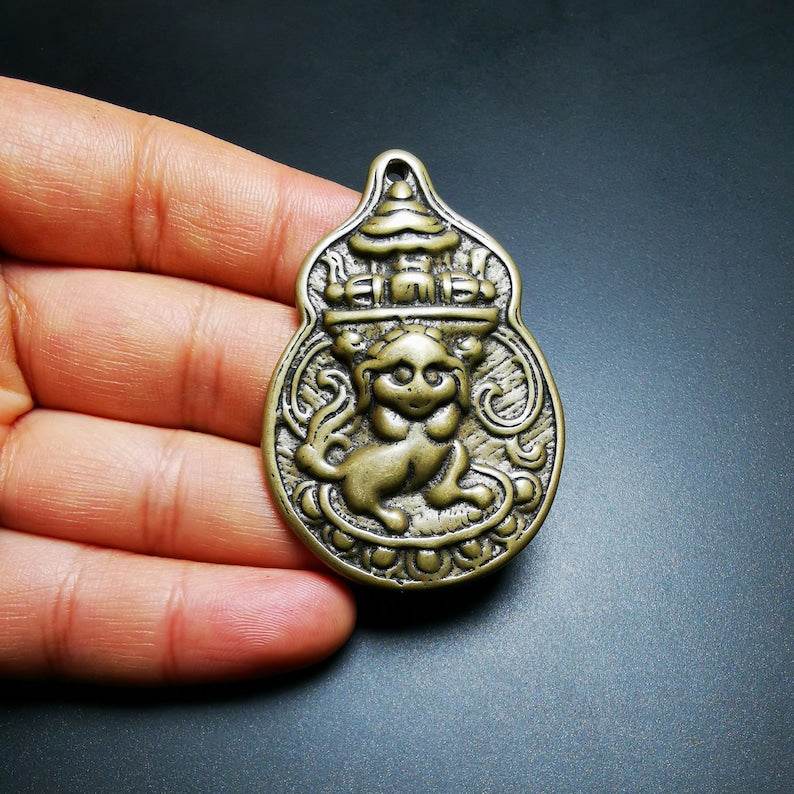 Buddhist Protective Pendant,Snow Lion Amulet Badge - Tibetan Buddhist amulet, view 6