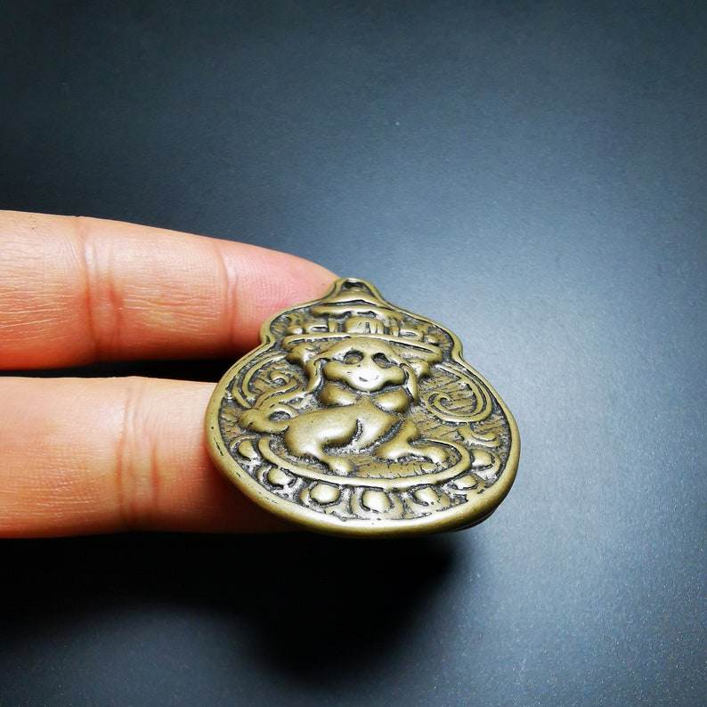 Buddhist Protective Pendant,Snow Lion Amulet Badge - Tibetan Buddhist amulet, view 7