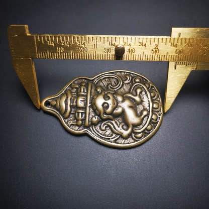 Buddhist Protective Pendant,Snow Lion Amulet Badge - Tibetan Buddhist amulet, size reference