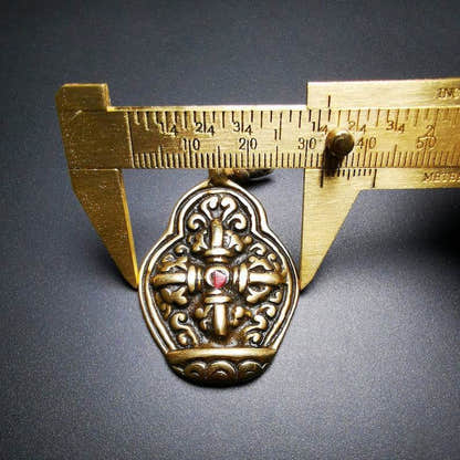 Buddhist Protective Pendant,Cross Vajra Amulet, 50 years old - Tibetan Buddhist amulet, view 9
