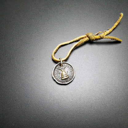 Buddhist Protective Pendant,Stupa,Pagoda,Buddhist Tower Amulet Badge,Sterling silver Gilt