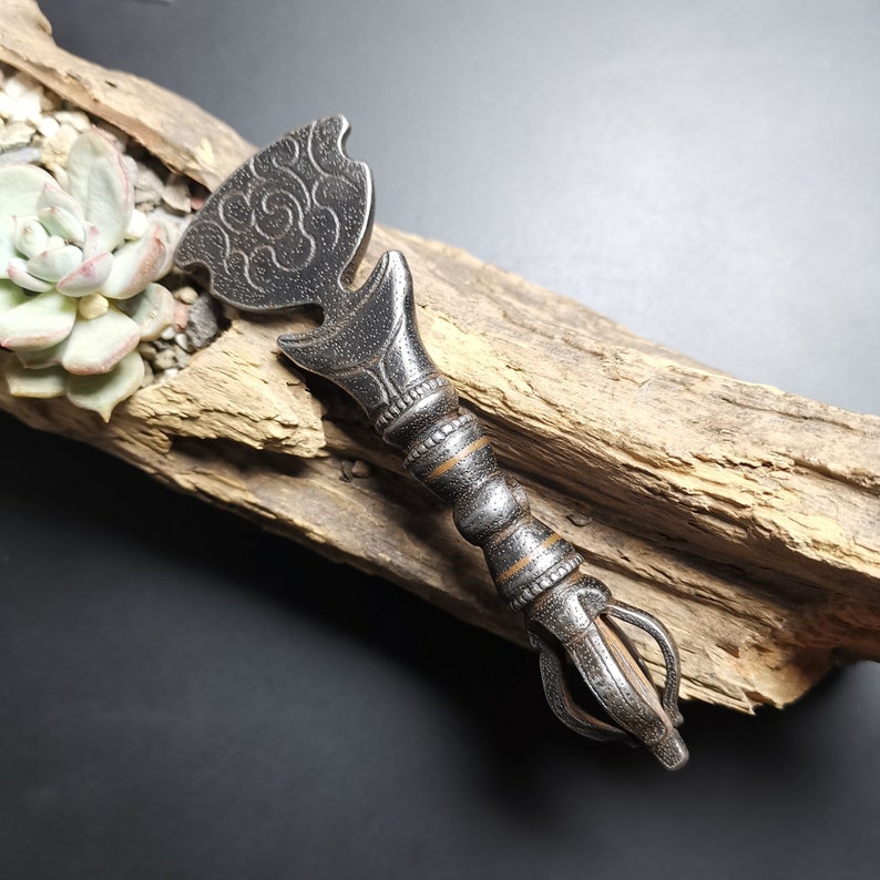 Gandhanra Antique Tibetan Amulet Pendant,Small Kartika(knife of the dakinis), Trantic Buddhism Dharma, Made of Thunder Iron (Thokcha)