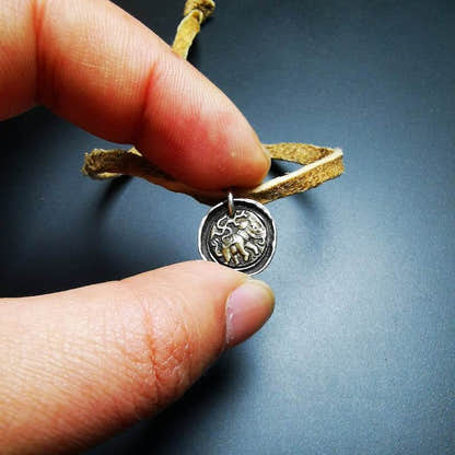 Buddhist Amulet,Elephant Protective Pendant,Buddhist Amulet,Made of Sterling Sil - Tibetan Buddhist amulet, close-up detail