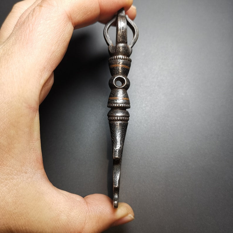 Gandhanra Antique Tibetan Amulet Pendant,Small Kartika(knife of the dakinis), Trantic Buddhism Dharma, Made of Thunder Iron (Thokcha)