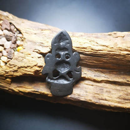 Antique Triratna Symbol Badge, Nubro,Tibetan Buddhist Protective Amulet Pendant, - Tibetan Buddhist amulet, view 4