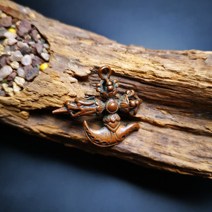 Amulet,Cross Kartika(knife of the dakinis) and Kila(Dorje Phurba), Trantic Buddhism Dharma, 60 Years Old.