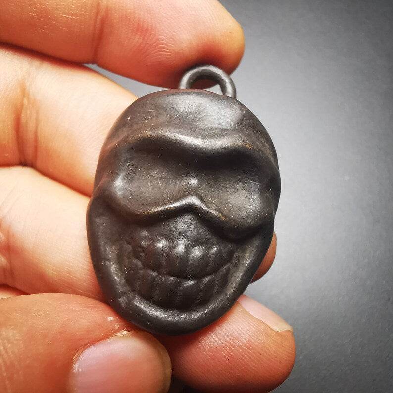 Skull Sītavana Amulet,Smasana Adhipati Pendant,Made of Thokcha - Tibetan Buddhist amulet, view 6