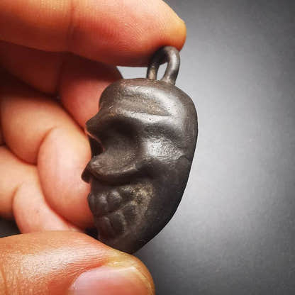 Skull Sītavana Amulet,Smasana Adhipati Pendant,Made of Thokcha - Tibetan Buddhist amulet, view 7