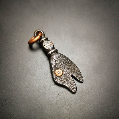 Amulet,Golden Fish, Symbolize Happiness.2.12" - Tibetan Buddhist amulet, close-up detail