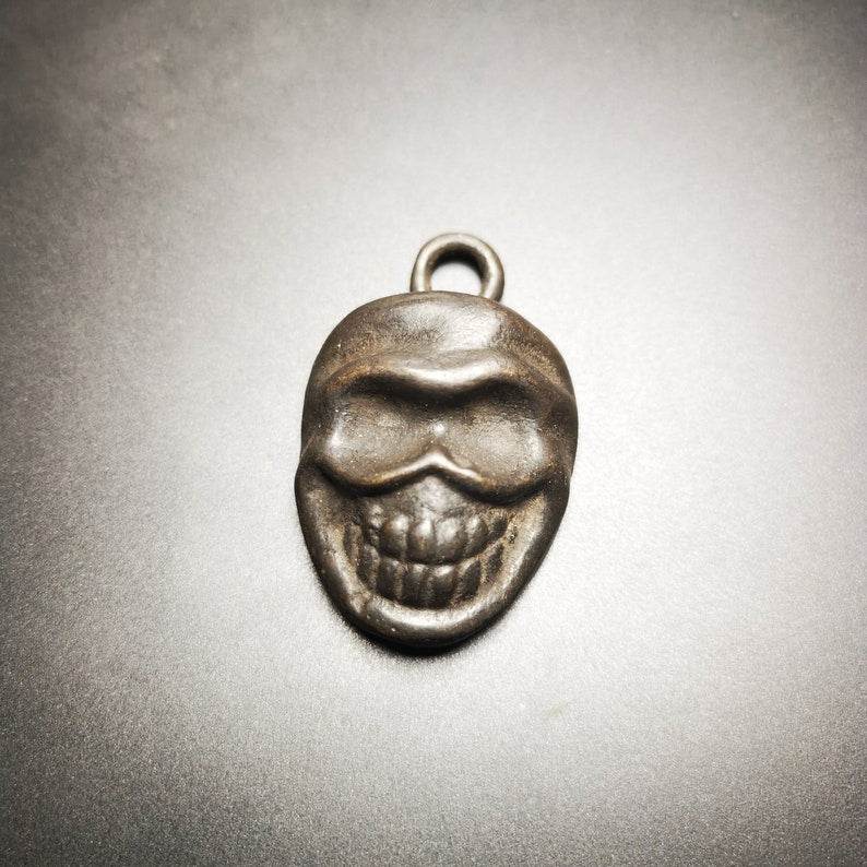 Skull Sītavana Amulet,Smasana Adhipati Pendant,Made of Thokcha - Tibetan Buddhist amulet, close-up detail