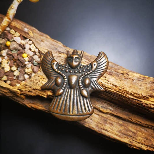 Tibetan Buddhist Amulet,Garuda,Golden-winged Bird Pendant - Tibetan Buddhist amulet, front view