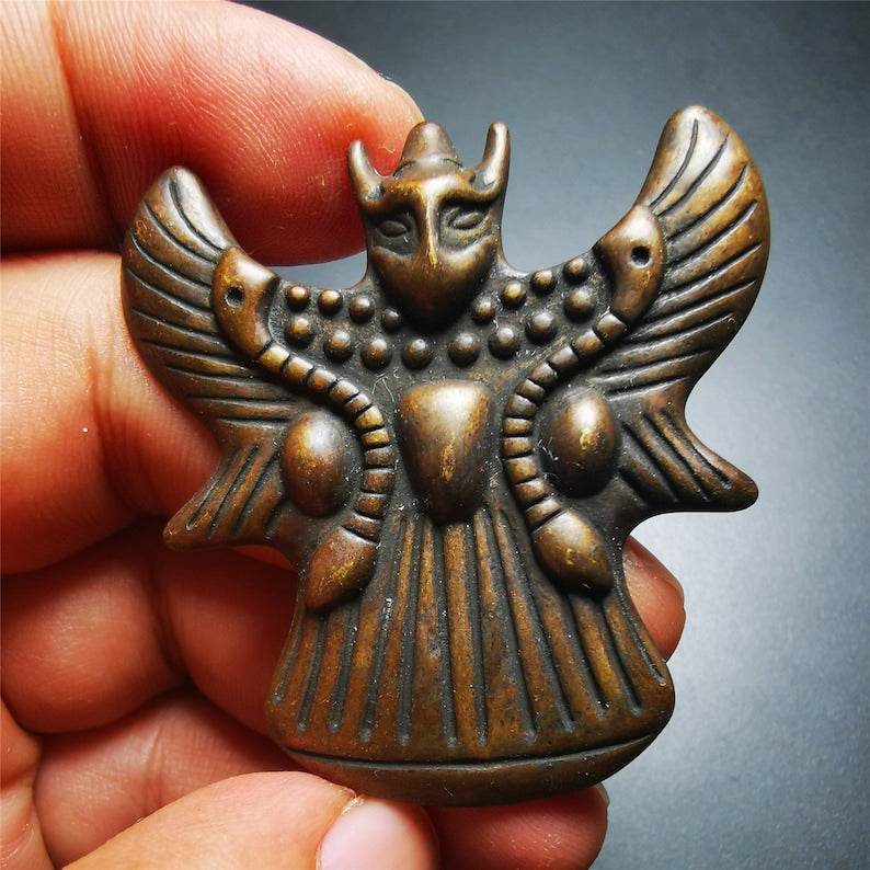 Tibetan Buddhist Amulet,Garuda,Golden-winged Bird Pendant - Tibetan Buddhist amulet, view 5