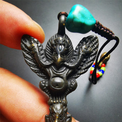 Gandhanra Antique Tibetan Buddhist Amulet,Garuda,Garula,Suparna,Golden-winged Bird Pendant,Made of Thokcha