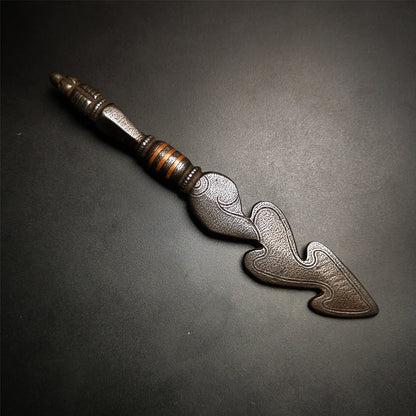 Amulet Kila Dagger (Dorje Phurba),Snake Spear,Dharma Ritual Altar Tool,Made of Cold Iron inlaid with Copper