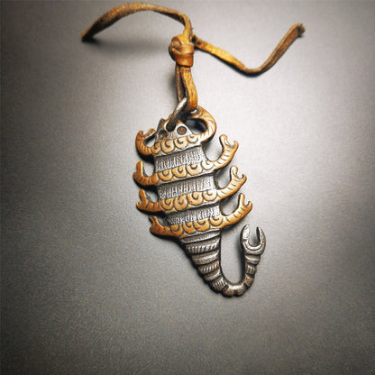 Gandhanra Antique Tibetan Thokcha Amulet Pendant,Scorpion Guru of Padmasambhava, Buddhist Scorpion Totem, Made of Thunder Iron