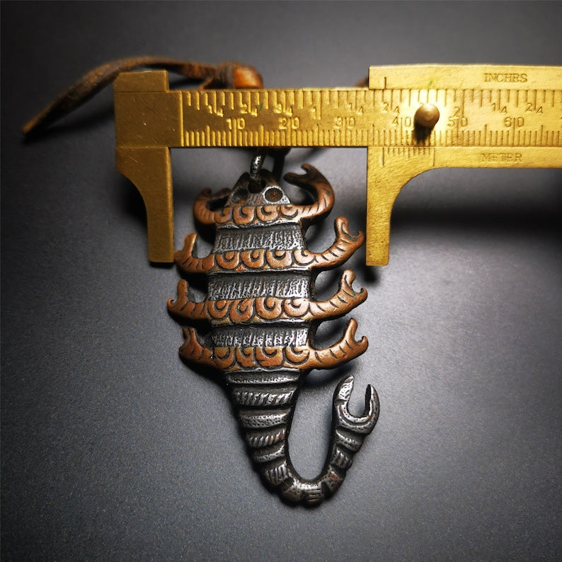 Gandhanra Antique Tibetan Thokcha Amulet Pendant,Scorpion Guru of Padmasambhava, Buddhist Scorpion Totem, Made of Thunder Iron