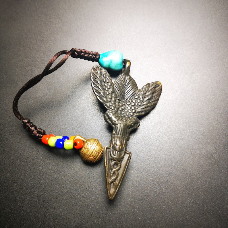 Gandhanra Antique Tibetan Buddhist Amulet,Garuda,Garula,Suparna,Golden-winged Bird Pendant,Made of Thokcha