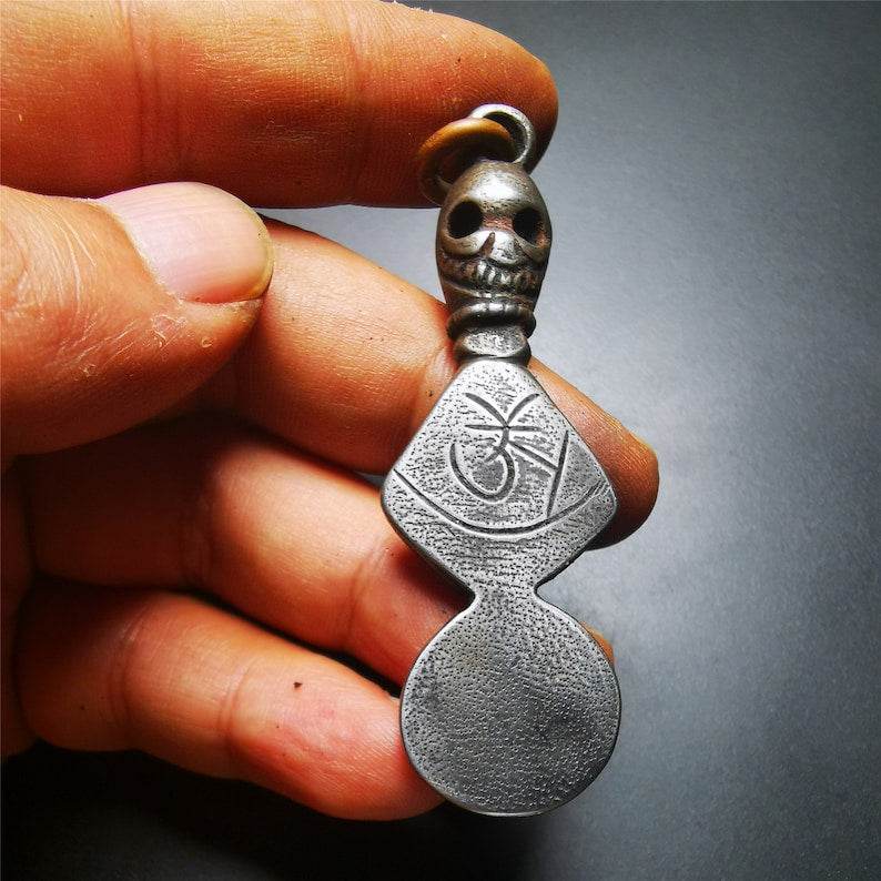 Skull Sītavana Phurba Amulet,Kila,Kilaka Pendant - Tibetan Buddhist amulet, view 7