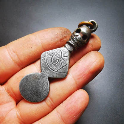 Skull Sītavana Phurba Amulet,Kila,Kilaka Pendant - Tibetan Buddhist amulet, view 8