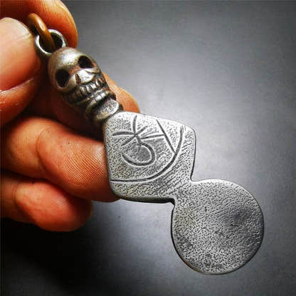 Skull Sītavana Phurba Amulet,Kila,Kilaka Pendant - Tibetan Buddhist amulet, view 5