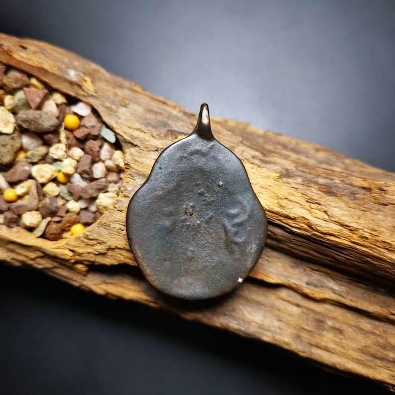 Buddhist Protective Amulet Pendant,A Tibetan vajra club and tribu bell ,80 years - Tibetan Buddhist amulet, detailed view