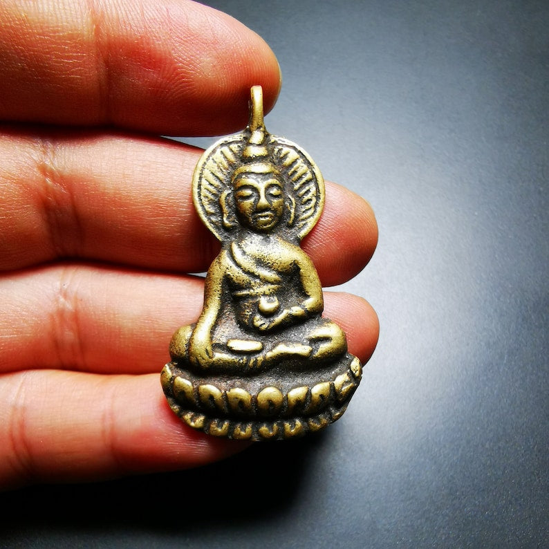 Buddhist Amulet Pendant,Bhaisajyaguru,Medicine Buddha,50 Years Old