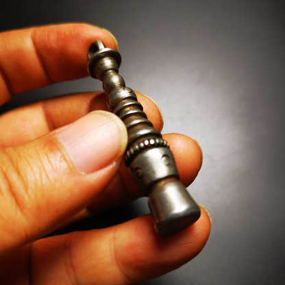 Buddhist Ritual,Stupa,Pagoda,Buddhist Tower Amulet Pendant,Made of Cold Iron - Tibetan Buddhist amulet, view 6