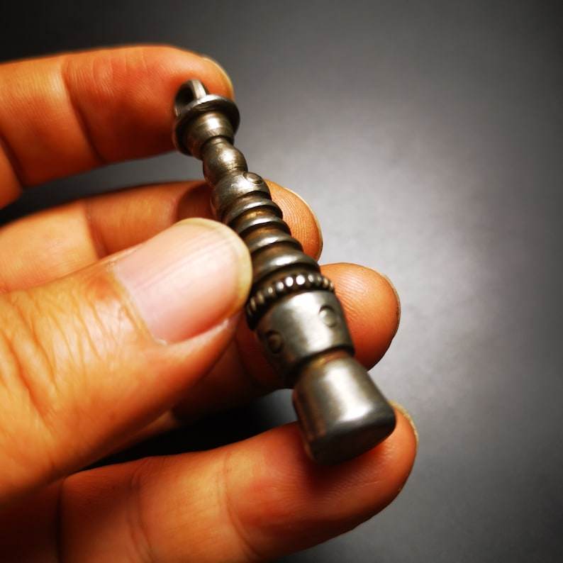 Buddhist Ritual,Stupa,Pagoda,Buddhist Tower Amulet Pendant,Made of Cold Iron - Tibetan Buddhist amulet, view 6