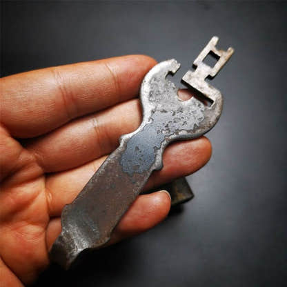 Tibetan Padlock, Old Door Lock - Tibetan Buddhist art, size reference