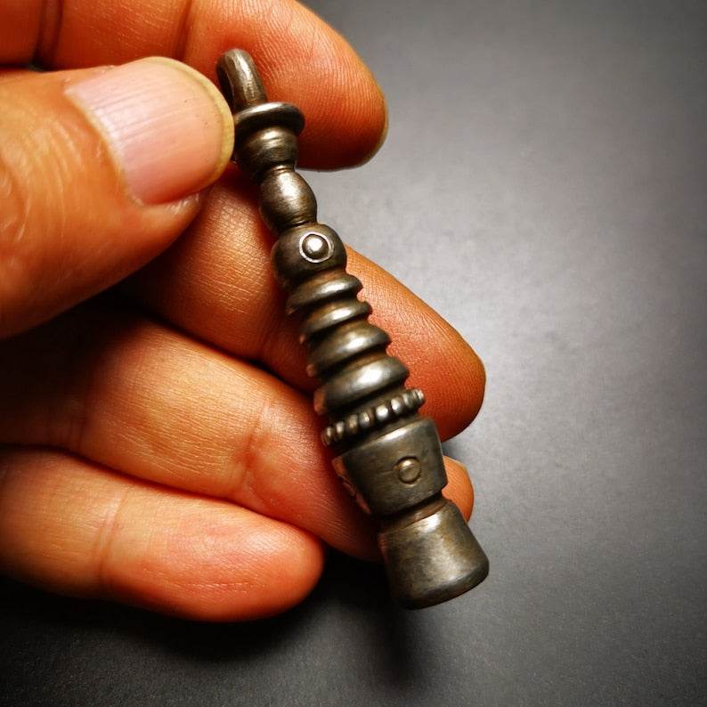 Buddhist Ritual,Stupa,Pagoda,Buddhist Tower Amulet Pendant,Made of Cold Iron - Tibetan Buddhist amulet, view 5