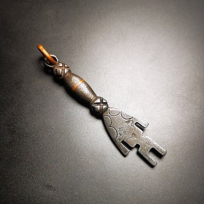 Buddhism Amulet, The Key of Heart Pendant, Made of Cold Iron