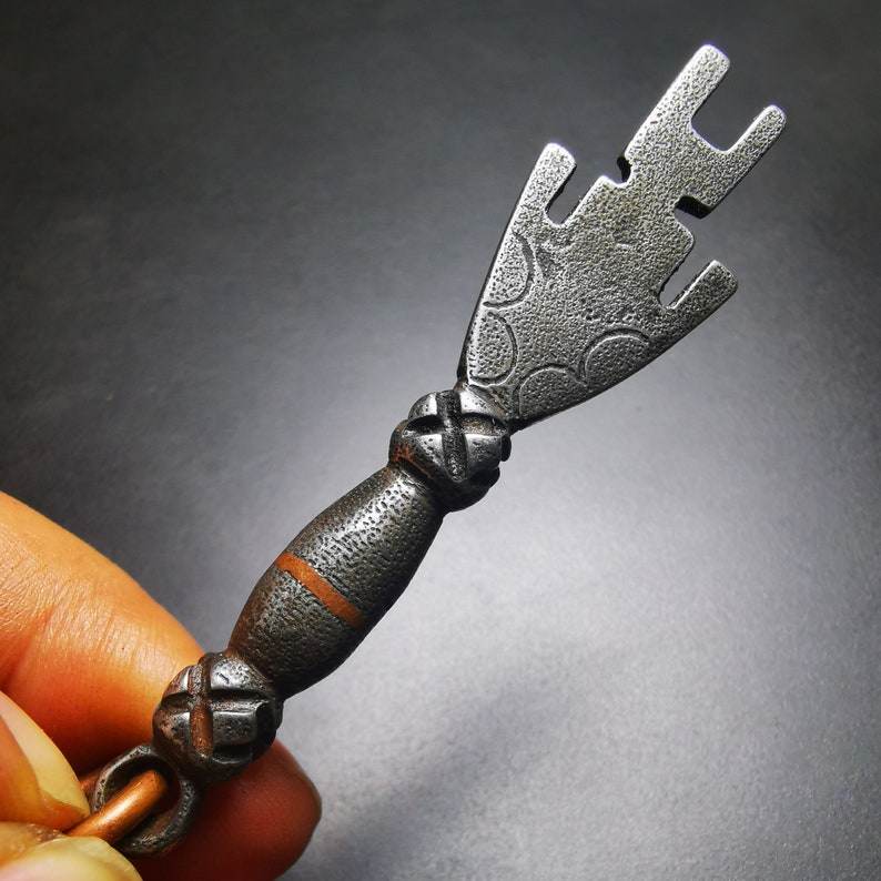 Buddhism Amulet, The Key of Heart Pendant, Made of Cold Iron - Tibetan Buddhist amulet, view 8