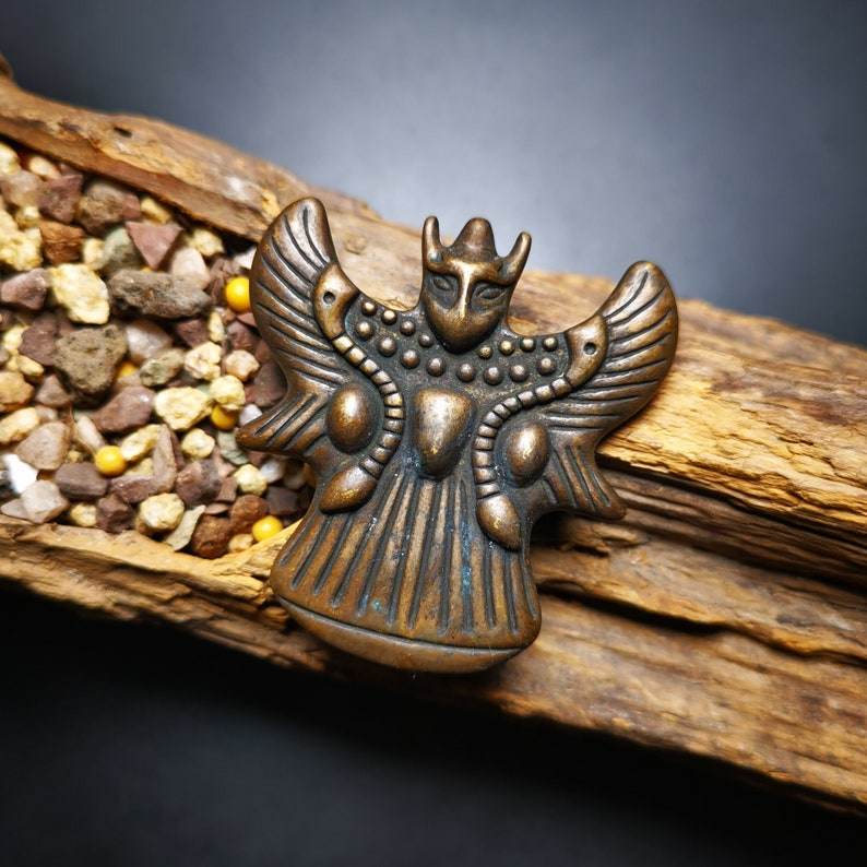 Buddhist Amulet,Garuda,Golden-winged Bird Pendant - Tibetan Buddhist amulet, front view