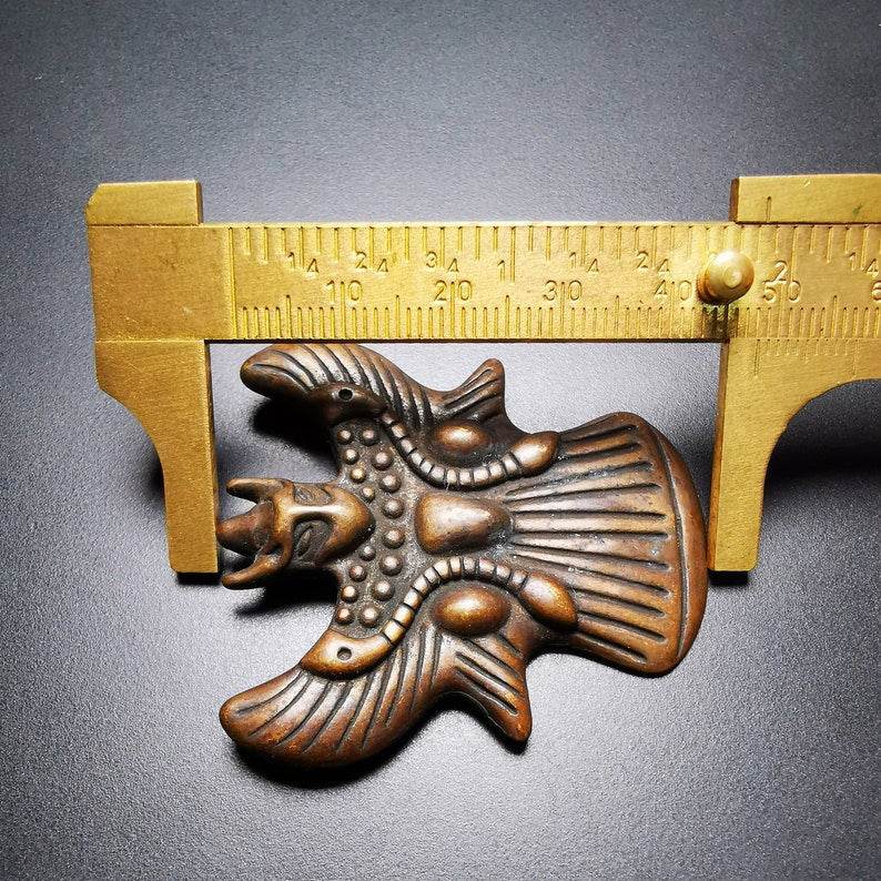 Buddhist Amulet,Garuda,Golden-winged Bird Pendant - Tibetan Buddhist amulet, size reference