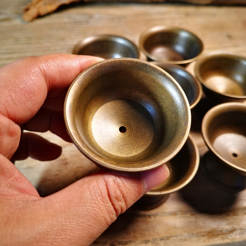 Buddhist Offering Butter Lamps,Made of Red Copper,1 Set of 7 Lamps