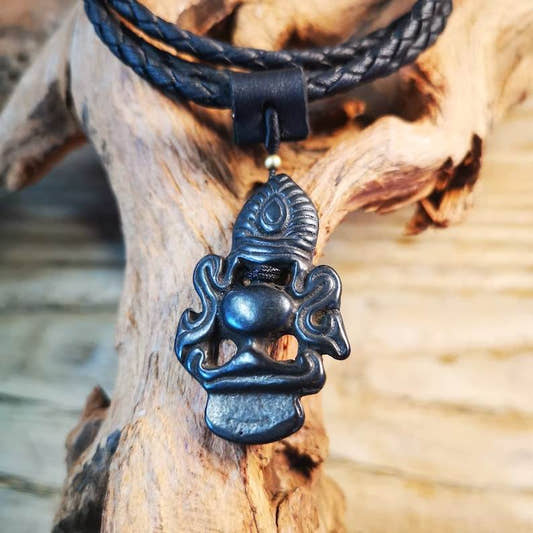Antique Triratna Symbol Badge, Nubro,Tibetan Buddhist Protective Amulet Pendant, - Tibetan Buddhist amulet, front view
