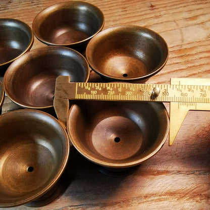 Buddhist Offering Butter Lamps,Made of Red Copper,1 Set of 7 Lamps