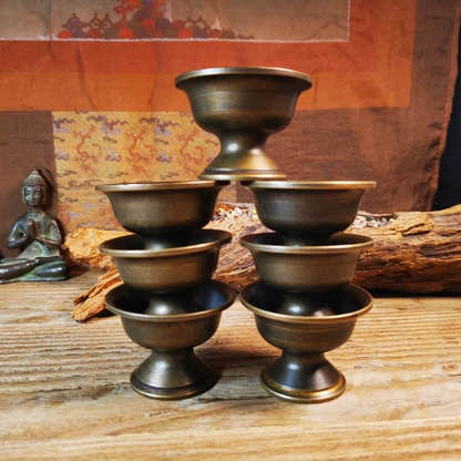 Offering Butter Lamps,1 Set of 7 Lamps - Tibetan Buddhist art, view 4