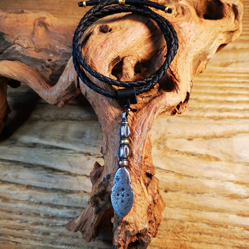 Buddhist Amulet,Skull Sītavana and Flame Pendant,Cold Iron inlaid Copper